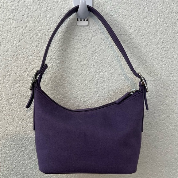 Y2K Vintage Liz Claiborne Purple Top Handle Top Zip Mini Shoulder Bag - Picture 12 of 13